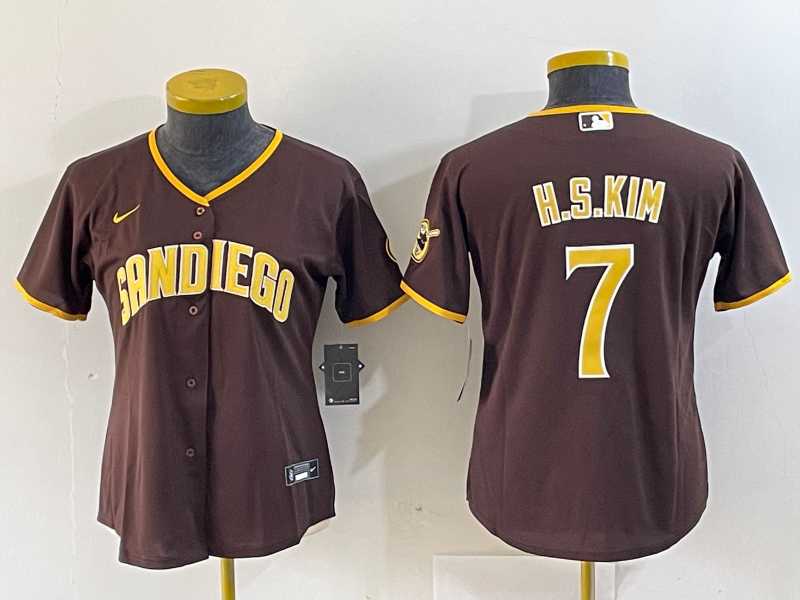 Women%27s San Diego Padres #7 Ha Seong Kim Brown Stitched Cool Base Nike Jersey